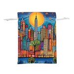 City New York Nyc Skyscraper Skyline Downtown Night Business Urban Travel Landmark Building Architec Lightweight Drawstring Pouch (L) Front