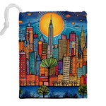 City New York Nyc Skyscraper Skyline Downtown Night Business Urban Travel Landmark Building Architec Drawstring Pouch (5XL) Back