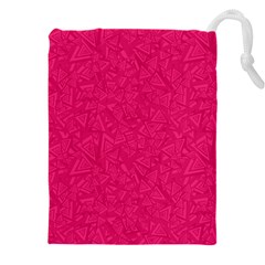 Pink Abstract Crimson Triangle Drawstring Pouch (5xl) by Posterlux