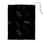 Background Pattern Dragonfly Drawstring Pouch (5XL) Front