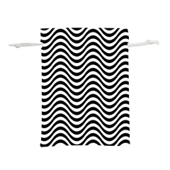 Black White Wave Pattern Wavy Water Seamless Lightweight Drawstring Pouch (l) by Posterlux