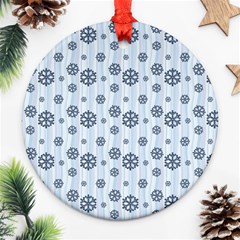 Snowflakes Winter Christmas Round Ornament (two Sides) by anzea