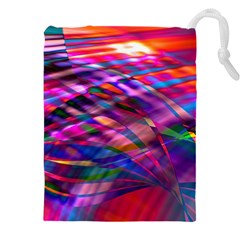 Wave Lines Pattern Abstract Drawstring Pouch (4xl) by anzea