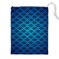 Pattern Texture Geometric Blue Drawstring Pouch (4xl) by anzea