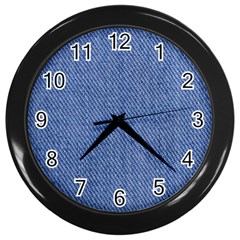 Blue Denim Wall Clock (black) by kyorashop23