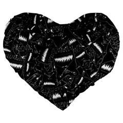 Cryptic Creature Pattern Large 19  Premium Heart Shape Cushions by dflcprintsclothing