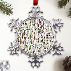 Bottle Chic Print Patterns Metal Large Snowflake Ornament by BellaVistaTshirt02