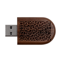 Giraffe Texture, Close-up, Giraffe Skin Texture Wood Oval Usb Flash Drive by kyorashop23