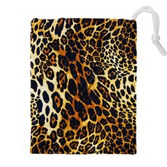 Leopard Skin Texture, Macro, Brown Drawstring Pouch (5xl) by kyorashop23