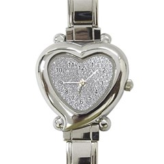 Silver Glitter Texture, Light Creative Background Heart Italian Charm Watch by kyorashop23