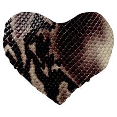 Snake Skin, Reptile Skin, Snake Skin Textures, Brown Snake Large 19  Premium Flano Heart Shape Cushions by kyorashop23