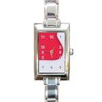 White Red Ripples Rectangle Italian Charm Watch Front