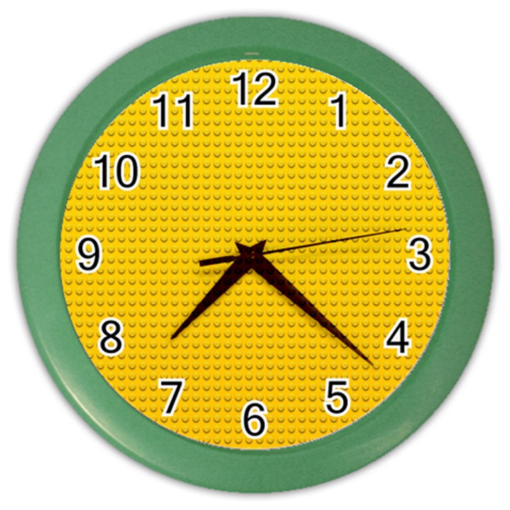 Yellow Lego Texture, Macro, Yellow Dots Background Color Wall Clock