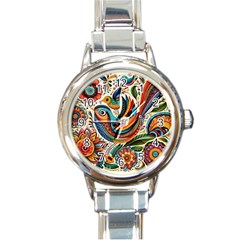 Madhubani Art A Round Italian Charm Watch by BellaVistaTshirt02