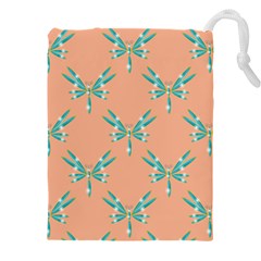 Turquoise Dragonfly Insect Paper Drawstring Pouch (4xl) by anzea