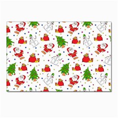 Christmas Pattern  Trees Santa Postcards 5  X 7  (pkg Of 10) by Maspions