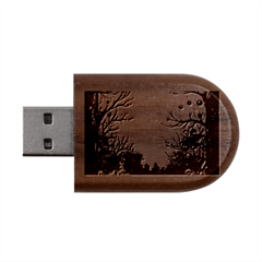 Christmas Frame Border Wood Oval Usb Flash Drive by Apen