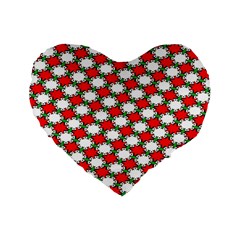 Christmas Star Red Green Standard 16  Premium Flano Heart Shape Cushions by anzea