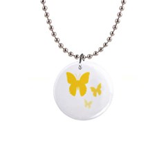 Yellow Butterfly Animals Fly 1  Button Necklace by anzea