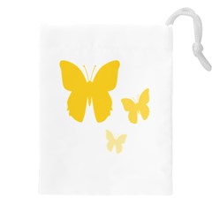 Yellow Butterfly Animals Fly Drawstring Pouch (4xl) by anzea