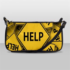 Caution Road Sign Help Cross Yellow Shoulder Clutch Bag by anzea