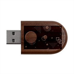 Colartive, Aesthetic, Amoled, Black, Colorful, Desenho Wood Oval Usb Flash Drive by kyorashop23