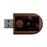 Colartive, Aesthetic, Amoled, Black, Colorful, Desenho Wood Oval USB Flash Drive USB