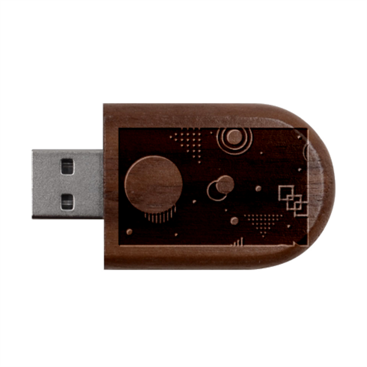 Colartive, Aesthetic, Amoled, Black, Colorful, Desenho Wood Oval USB Flash Drive