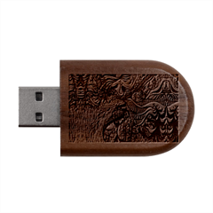 Psychedelic Digital Art Artwork Landscape Colorful Wood Oval Usb Flash Drive by Bedest