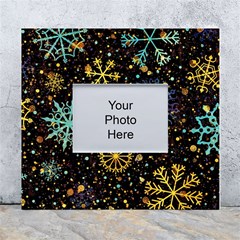 Gold Teal Snowflakes Gold Abstract Christmas White Wall Photo Frame 5  X 7  by Bedest