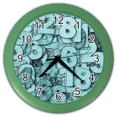 Blue Digits Background, Artwork, Numbers Color Wall Clock by kyorashop23