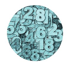 Blue Digits Background, Artwork, Numbers Mini Round Pill Box by kyorashop23