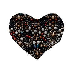 Pearls And Stones Standard 16  Premium Flano Heart Shape Cushions by dedoma