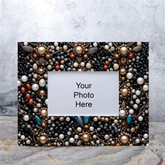 Pearls And Stones White Tabletop Photo Frame 4 x6  by dedoma