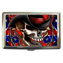 Confederate Flag Usa America United States Csa Civil War Rebel Dixie Military Poster Skull Cigarette Money Case by Ket1n9