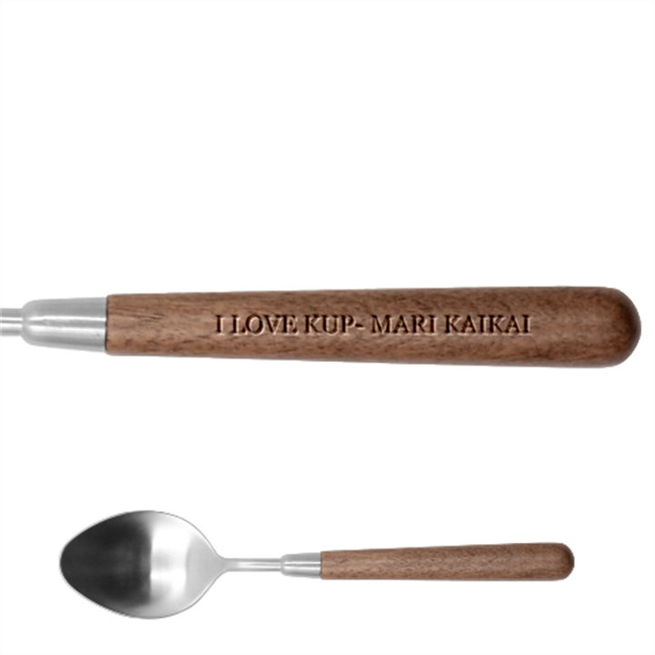 I LOVE KUP- MARI KAIKAI  on Stainless Steel Table Spoon With Wooden Handle