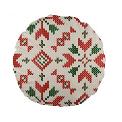 Christmas Texture, New Year, Red-green Christmas Ornament Texture Standard 15  Premium Round Cushions by kyorashop23