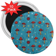 Whimsical Mushroom Pattern 3  Magnets (10 Pack)  by Drawde