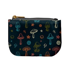 Whimsical Mushrooms Pattern Mini Coin Purse by Drawde