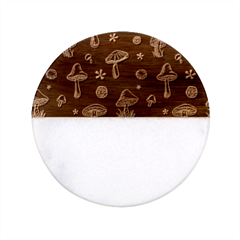 Whimsical Mushrooms Pattern Classic Marble Wood Coaster (round)  by Drawde