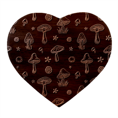 Whimsical Mushrooms Pattern Heart Wood Jewelry Box by Drawde