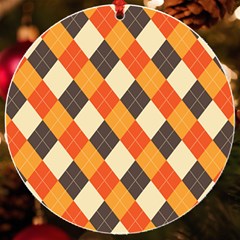 Halloween Argyle Pattern  Uv Print Acrylic Ornament Round by Safari