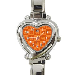 Seamless Halloween Pattern With Smiling Pumpkin 20240926 161520 0000 Heart Italian Charm Watch by Safari