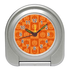 Seamless Halloween Pattern With Smiling Pumpkin 20240926 161520 0000 Travel Alarm Clock by Safari