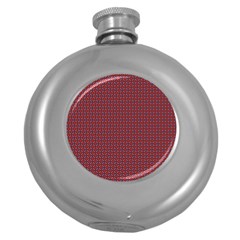 Brown Red Dot Pattern Round Hip Flask (5 Oz) by ytdream