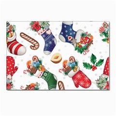 Christmas Socks Gloves Candy Cane Stocking Seamless Postcard 4 x 6  (pkg Of 10) by Grandong