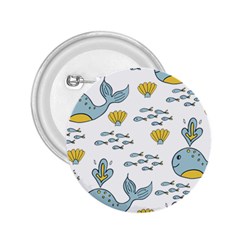 Whale Cartoon Whale Seamless Cartoon Character Animals Leaf 2 25  Buttons by Grandong