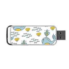 Whale Cartoon Whale Seamless Cartoon Character Animals Leaf Portable Usb Flash (one Side) by Grandong