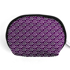 Violet White Pattern Accessory Pouch (medium) by ytdream