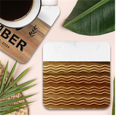 Multicolor Wave Pattern Marble Wood Coaster (square) by ytdream